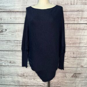 Zara Knit Medium Blue Asymmetrical‎ Sweater Dolman Slouchy Tunic